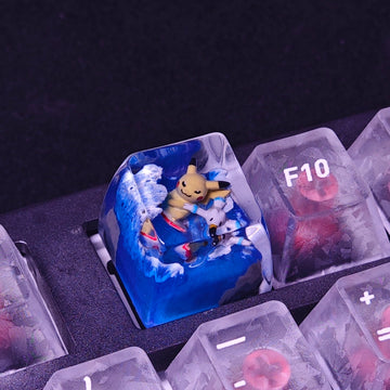 pikachu-Surfing Pokémon Resin Artisan Keycap