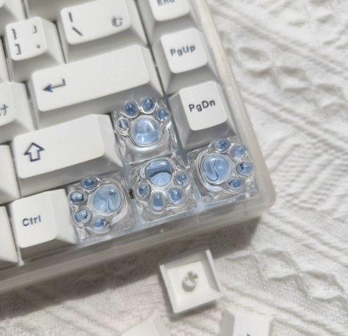 Blue Cat Paw Resin Keycaps | Cute Custom Artisan Keycaps